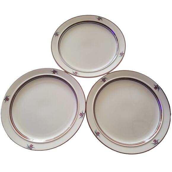 Vintage Cellar Dinner Plates Perimeter Rust Navy White made for Macy's Set of 3 - Picture 1 of 8